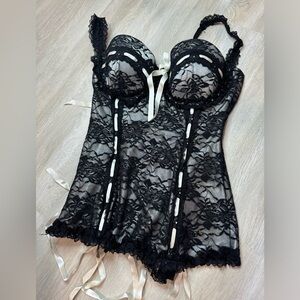 Elegant Black & White Lace Corset